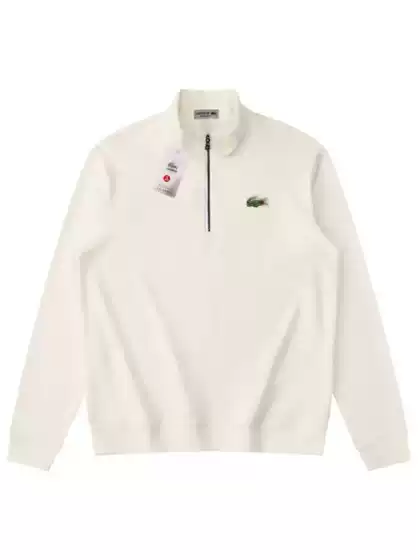 Cross-Border Supply Autumn and Winter Men's and Women's Same Style Embroidered Same Color Logo Half-Zip Stand-Up Collar Terry Loose Sweatshirt