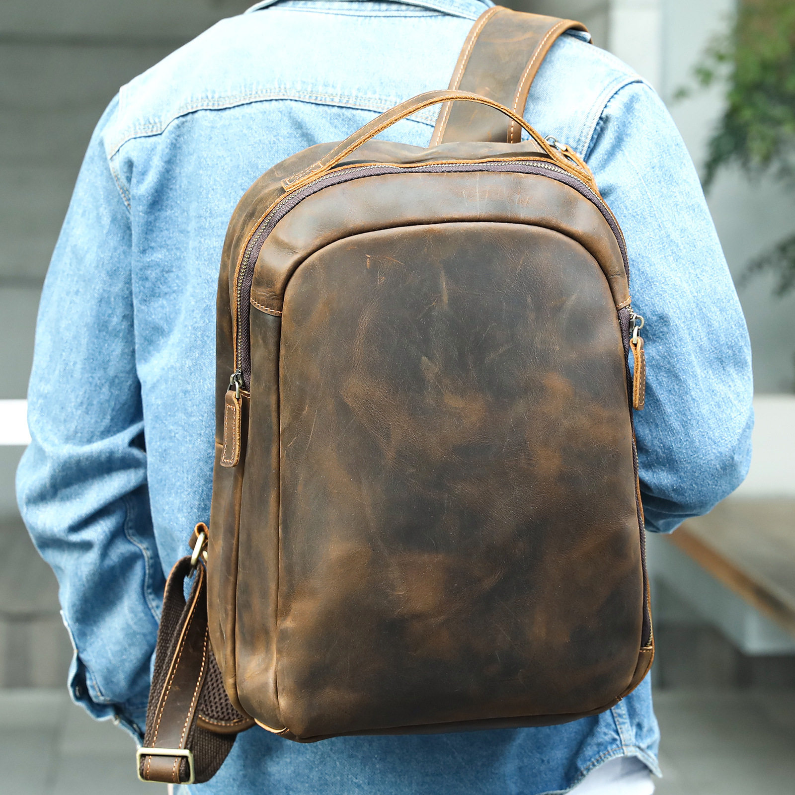 Balo Da Bò Sức Chứa Lớn Phong Cách Retro Ins