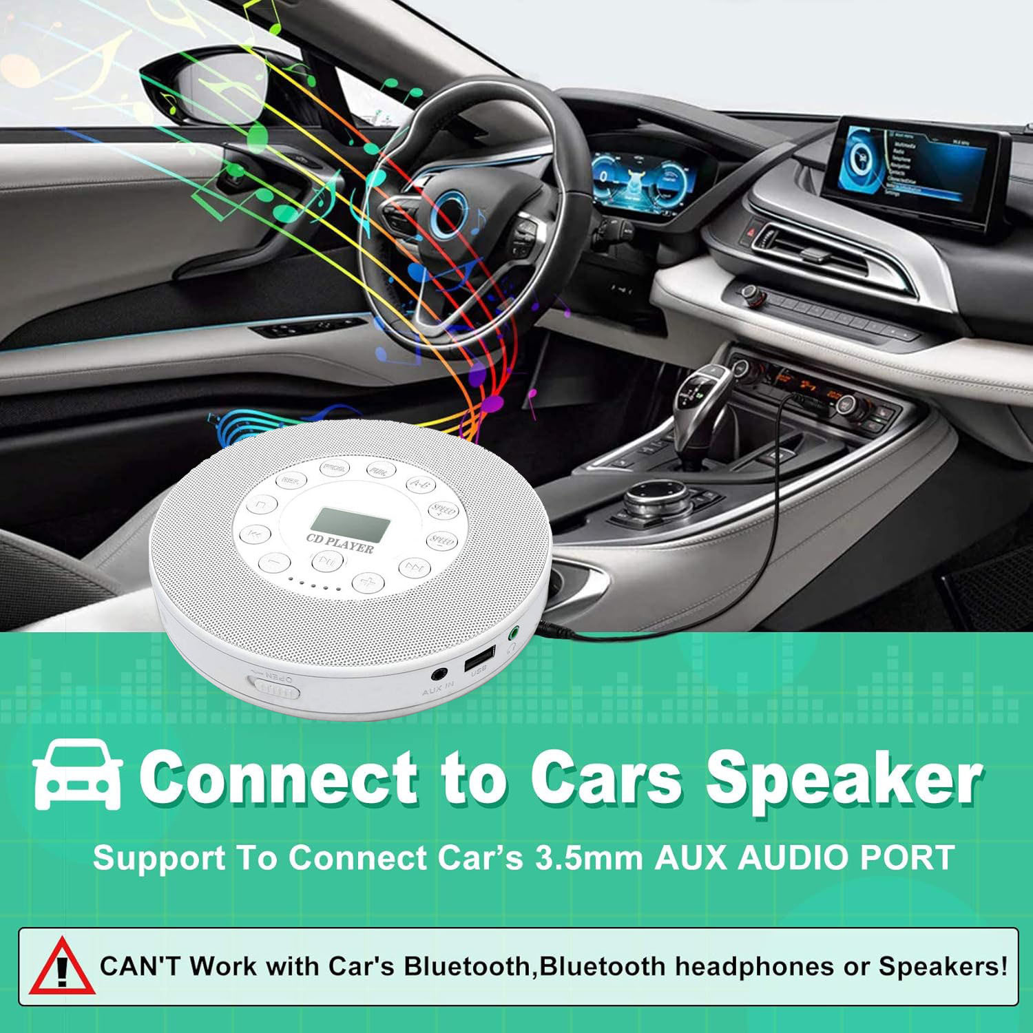 Cross-Border Portable Bluetooth Cd Player Mp3 Music Player English Listening Album Cd Player