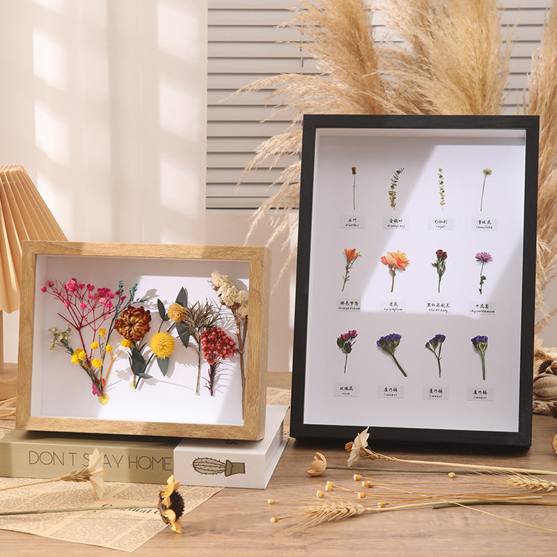 Customizable Hollow Stereo Photo Frame Density Board Solid Wood Butterfly Specimen Wooden Frame Table Homemade DIY Handmade Ornaments