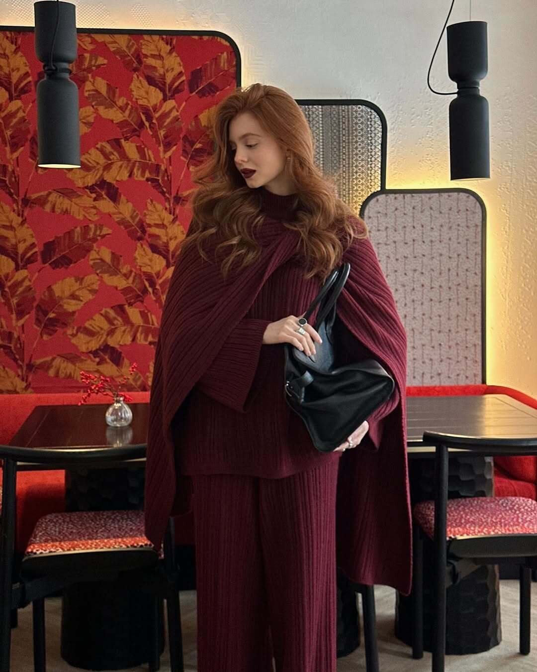 Womens Chunky Knit Sweater Set Solid Color Round Neck Loose Fit Includes Wide Leg Pants and Scarf Autumn Winter