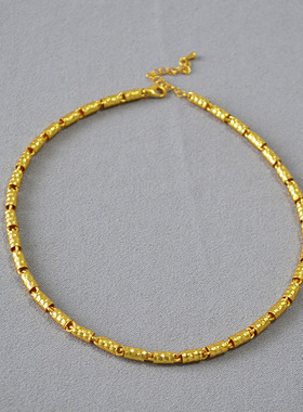 新中式项链锁骨链黄铜镀金国潮女