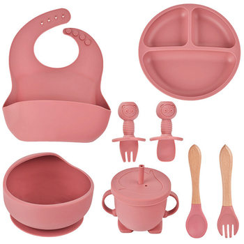Korean Ins Complementary Food Baby Tableware Set Silicone Anti-Fall Baby Food Bowl Food Grade Kidsren's Feeding Tableware