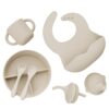 Food Silicone Kidsren's Tableware Set Soft Spoon Fork Suction Cup Bowl Separated Dinner Plate Bib Customizable Gift Box