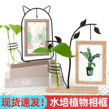 Photo frame table creative 5/67 inch hydroponic plant iron picture frame photo solid wood wall non-perforated photo wall