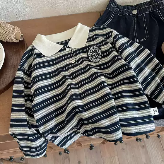 Boys' Long-Sleeved Polo Shirt 2026 Bugarang Autumn New Style Kidsren's Korean Style Casual Sweatshirt Baby Loose Top
