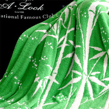 B23 Green Bamboo Class a Half-Wool Knitted Blanket Floral Pattern Green Bamboo Leisure Blanket Guesthouse Throw Blanket Hotel Decorative Blanket