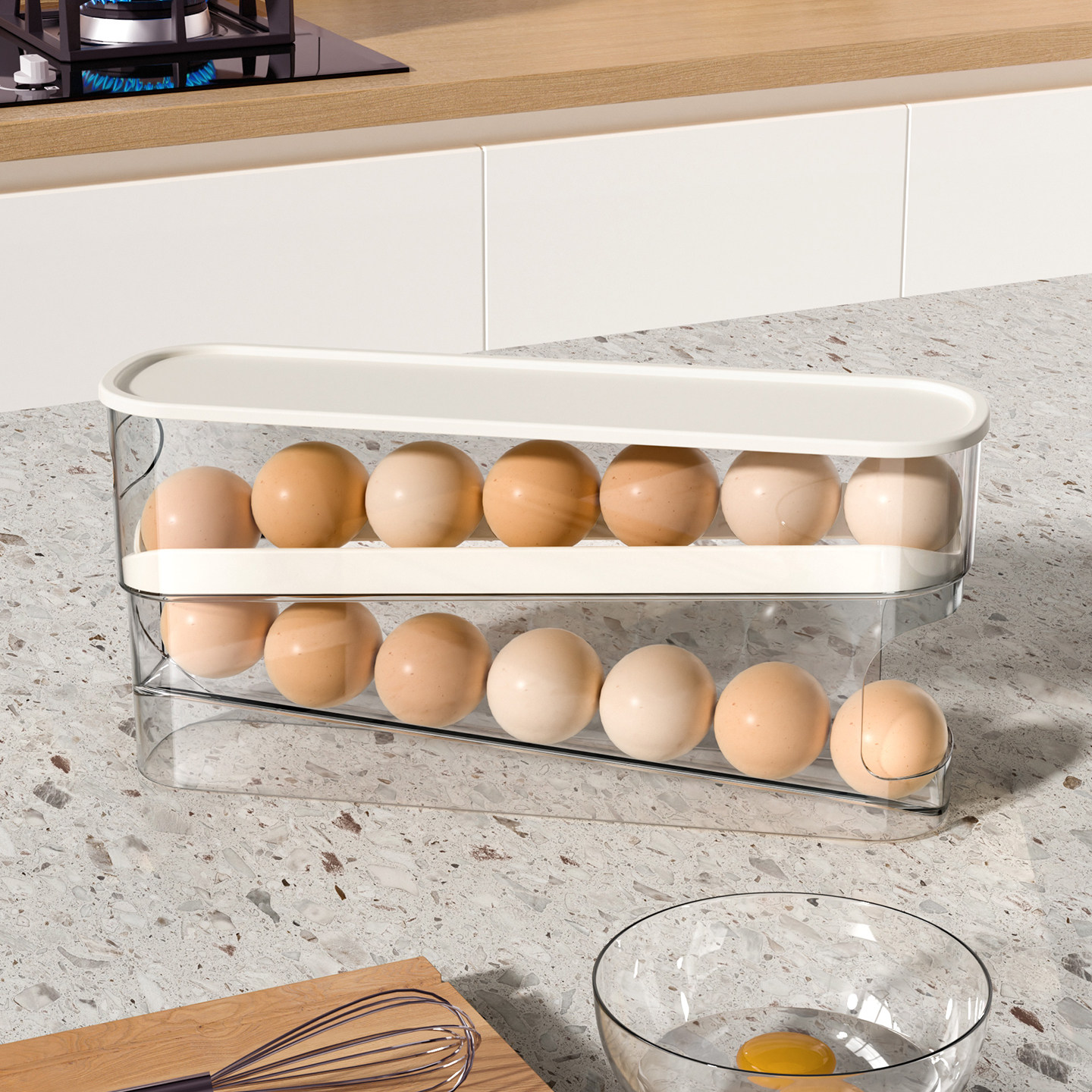 Cross-Border Dropshipping Rolling Egg Storage Box Refrigerator Side Door Storage Rack Kitchen Crisper Egg Box Egg Rack