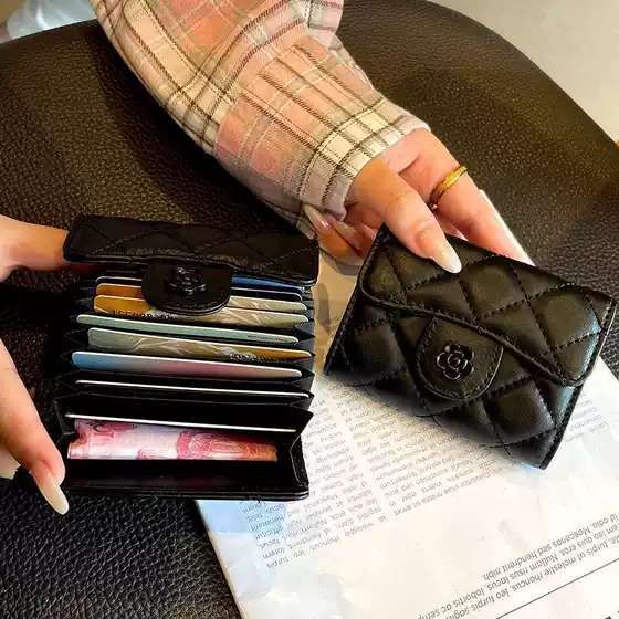 New Style Chanel-Style Card Holder with Multiple Card Slots, Light Luxury, Compact, High-End Accordion Design, Trendy, Anti-Magnetic Card Holder for Women