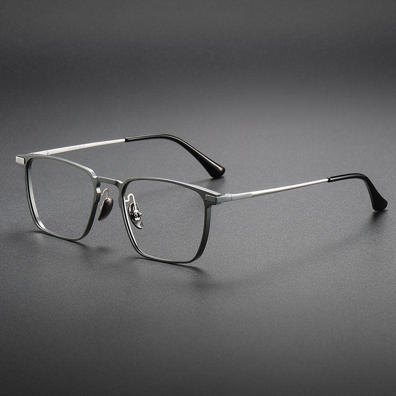 high quality aluminum magnesium frame myopia glasses frame men's 20223 business simple casual square half titanium mirror leg flat mirror