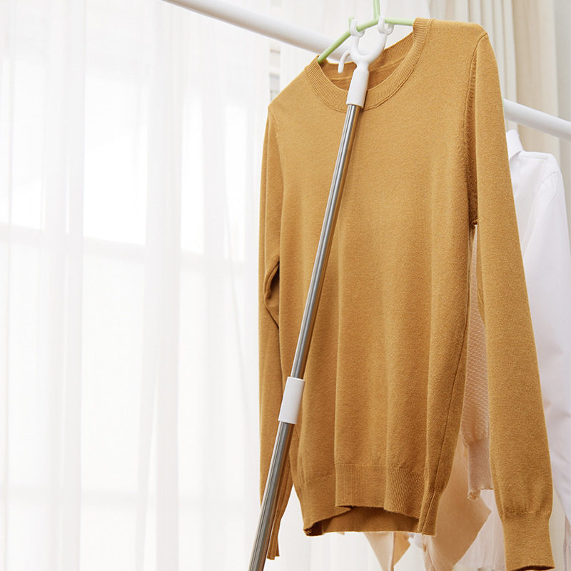 Retractable Clothes Drying Fork Stainless Steel Balcony Clothes Fork Clothes Drying Rod Portable Clothes Rod Clothes Fork Wholesale Solid Color Plastic