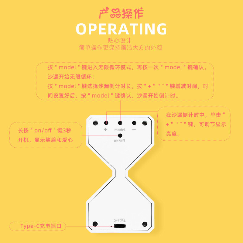 Led Night Light USB Charging Gift Bedside Table Lamp Digital Timer 3D Hourglass Ornament Atmosphere Light