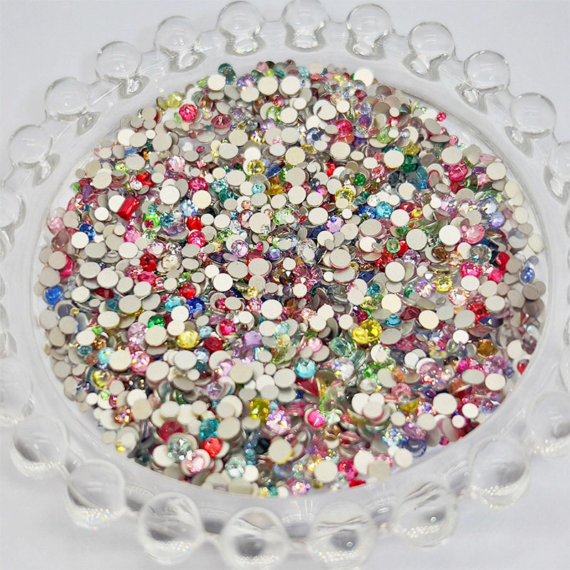 Nail Art Rhinestones 33-Cut Flat Bottom K9 Rhinestones Colorful Round Hairpin Makeup Handmade DIY Rhinestones Nail Art Fingertip Decorations Wholesale