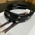 Leather headband-gold label 2cm