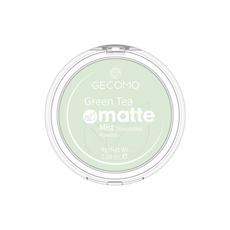 Gemeng Green Tea Makeup Powder Cake Soft Mist Matte Powder Powder Lasting Flaw Concealer Waterproof Brightening Fixation Makeup