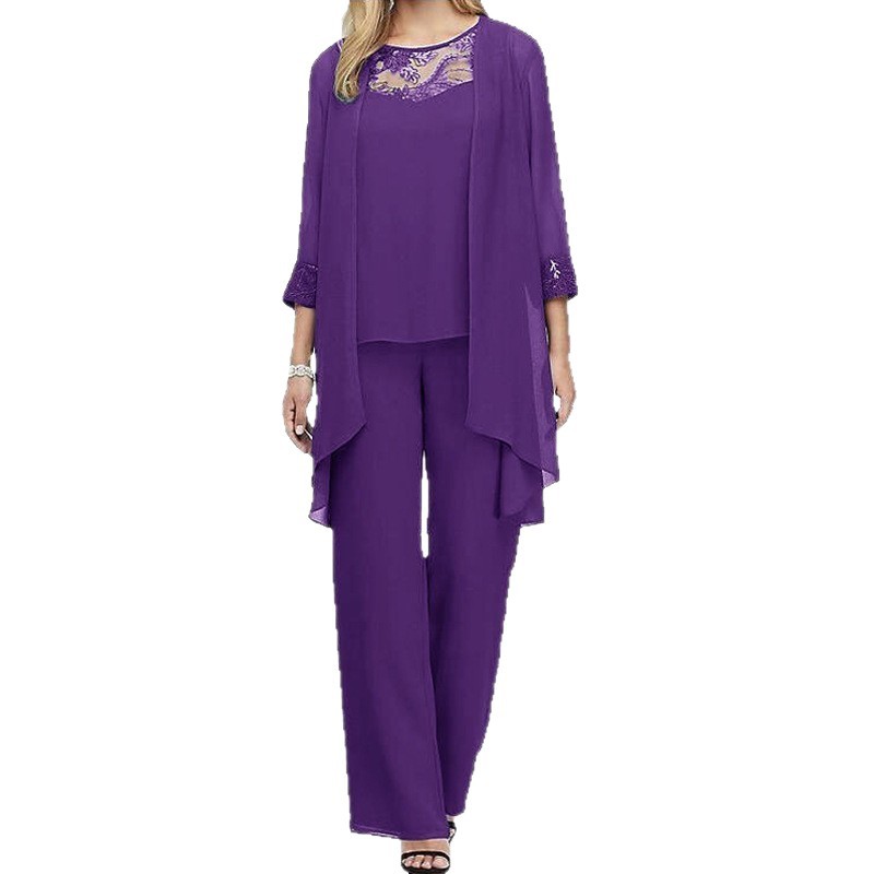 Lace Trimmed Three Piece Set Casual Slim Fit Solid Color Spring Summer Fashion for Women Wholesale Available