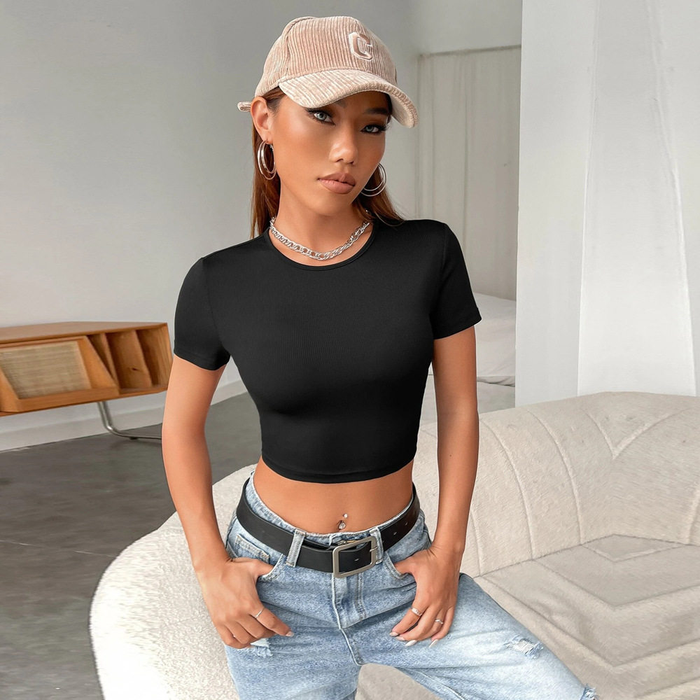 Womens Sexy Backless Short Sleeve Knit T Shirt Slim Fit Casual Style Spring Summer Collection Wholesale Available