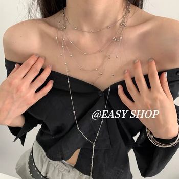 Casual Multi-Layered Necklace for Women, Accessible Luxury Niche High-End Clavicle Chain Tassel Necklace Accessories Sweater Chain