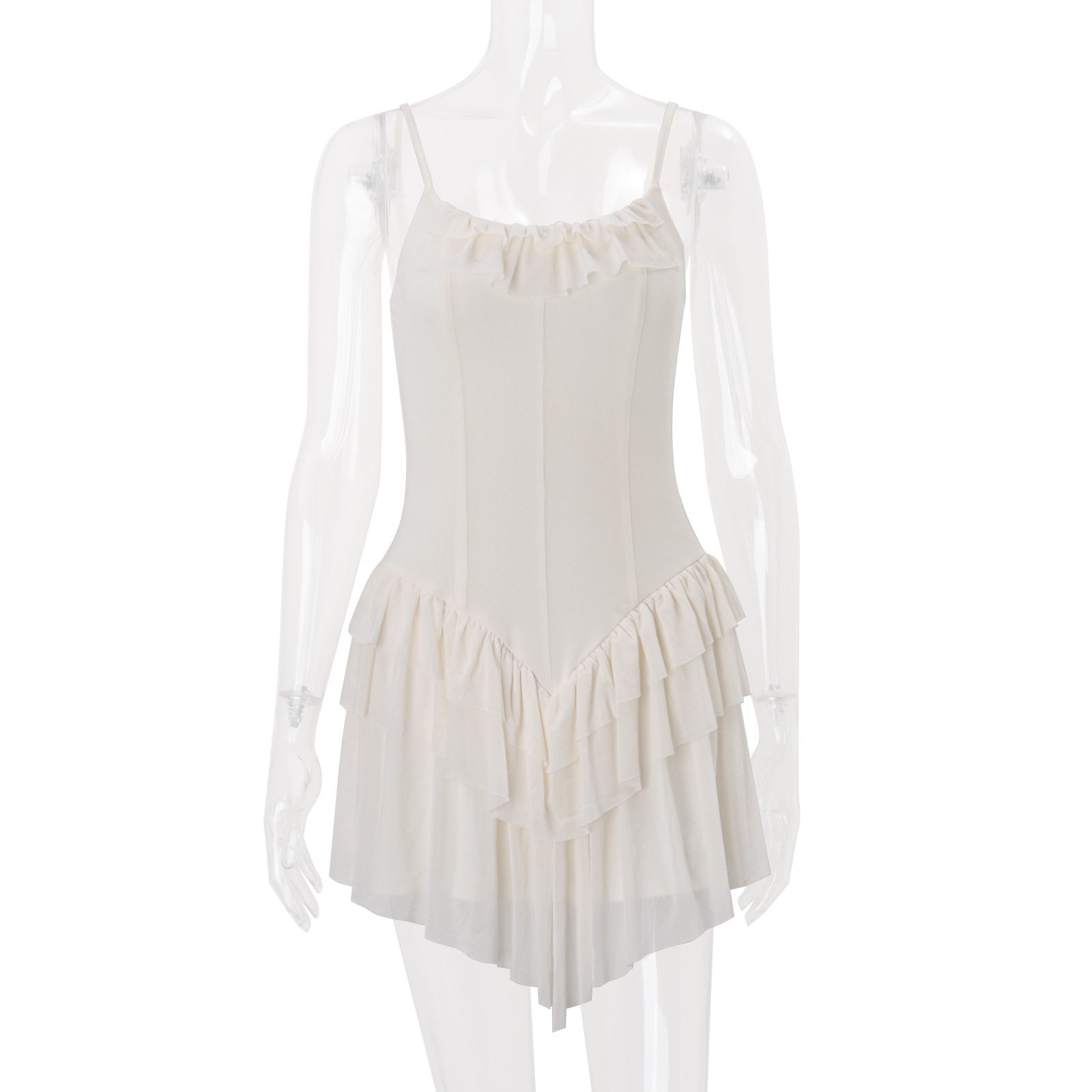 Womens Summer Ruffled Backless Midi Dress French Sweet Style Waist Defining Vacation Ready Wholesale Available