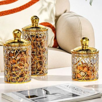 Nut Coffee Beans Tea Leaves Seasoning Moisture-Proof and Insect-Proof Golden Sealed Jar with Lid for Storage