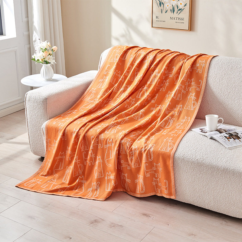 Manufacturer Wholesale Orange Kitten Airline Blanket Airplane Blanket First Class Blanket Air Conditioning Blanket Air Travel Blanket