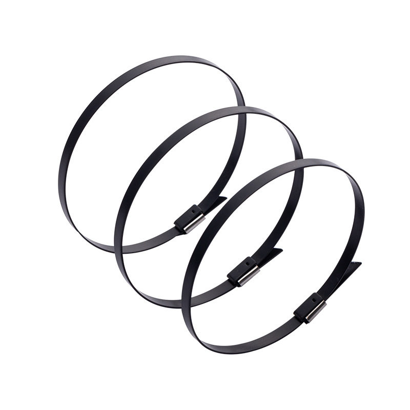 304 Stainless Steel Metal Self-Locking Cable Ties Black Spray Epoxy Resin Coated Cable Ties Stainless Steel Cable Ties