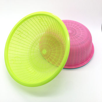 Factory Direct Supply 35cm Round Plastic Vegetable Washing Basket Fruit and Vegetable Sieve Storage Basket Drain Basket Rice Washing Basket