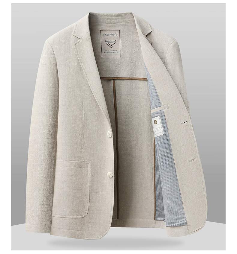Áo vest nam cotton mỏng nhẹ mùa xuân thu, blazer công sở thoáng khí không nhăn — Màu be, Màu đen, Màu xanh lam, Màu xanh lá