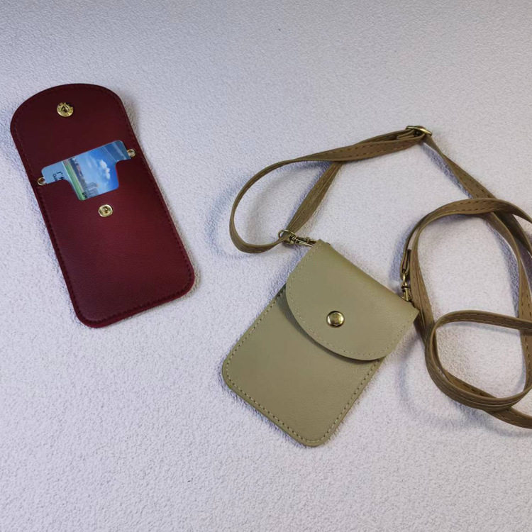 Factory direct Japanese and Korean simple flip coin purse lanyard diagonal shoulder strap card bag DIY phone case accessories bag