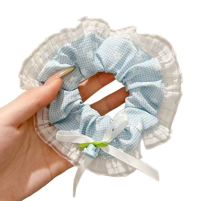 Fresh and Simple Lace Bow Floral Hair Tie 2025 New Elastic Hair Accessory Bun Hair Rope Hair Ornament