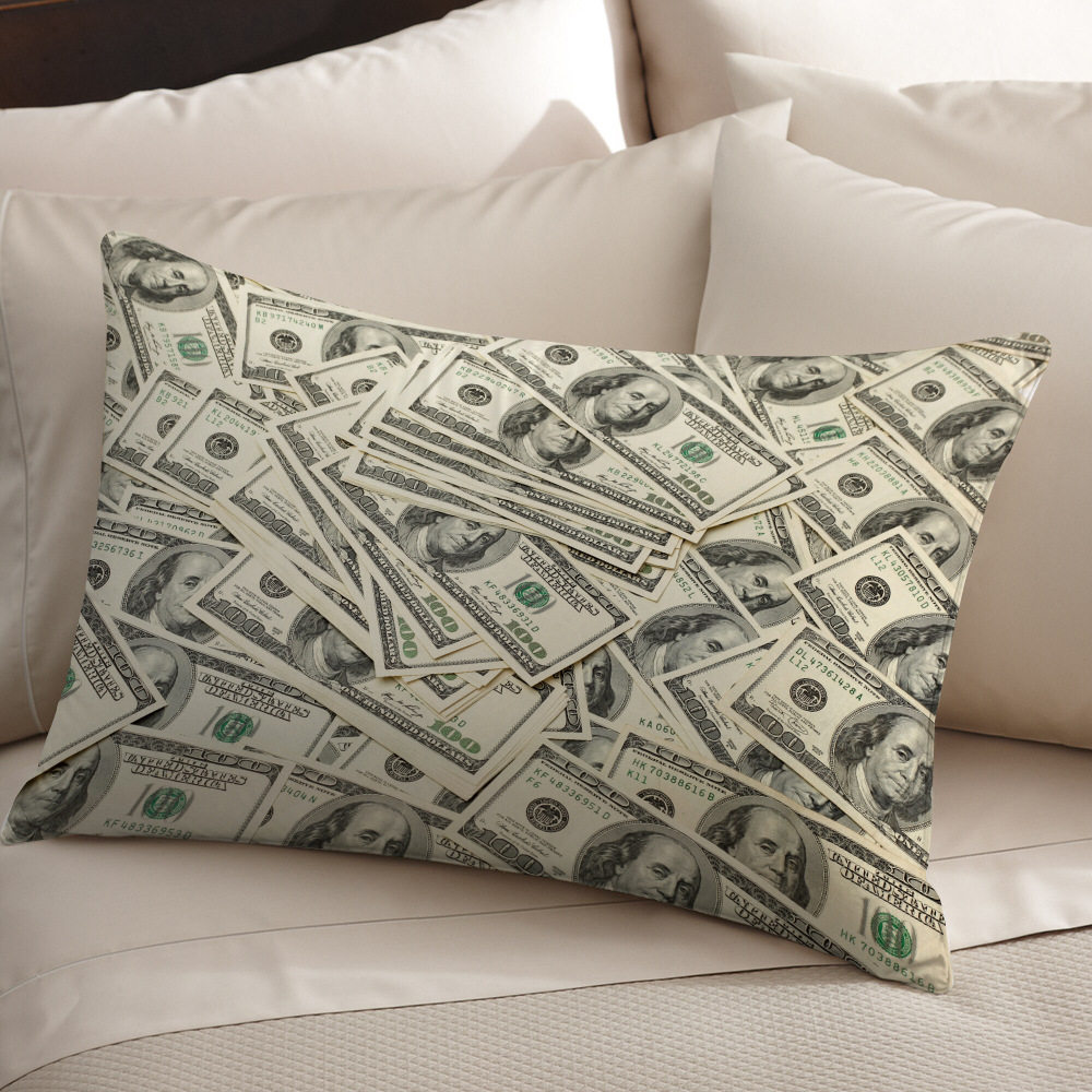 Cross-border $100 pattern peach skin velvet pillowcase bedroom bedside back pillow living room sofa rectangular pillow