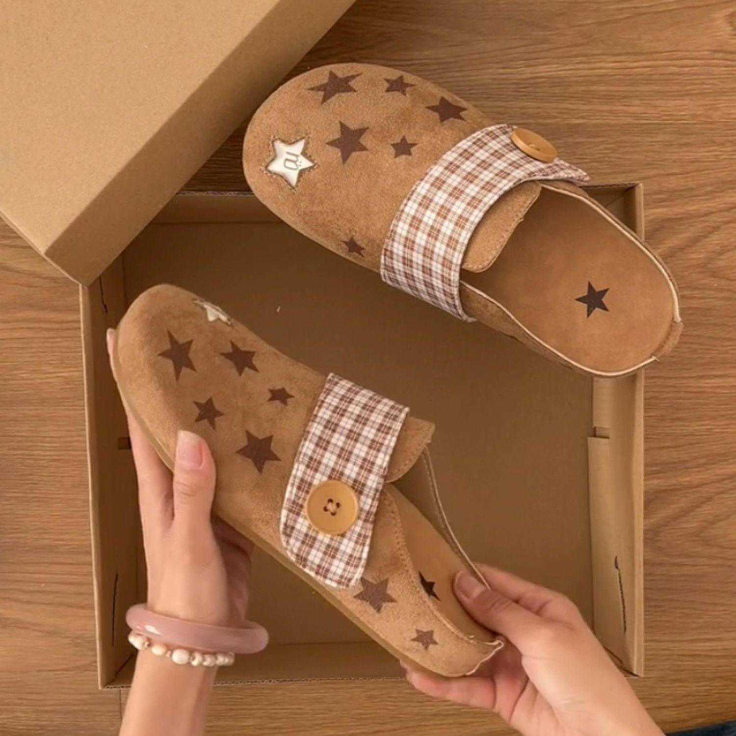 Birkenstock Women's Shoes 2025 Summer New Style Outer Wear Slip-On Flats Shoes with Inner Heightening Toe Half Slippers Flats