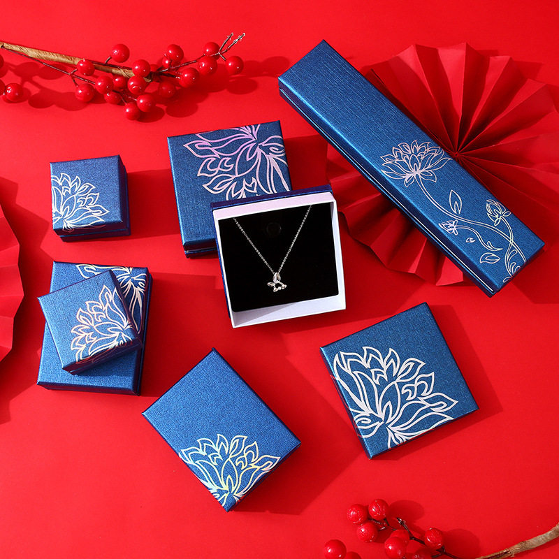 Factory direct bronzing lotus jewelry box jewelry box earrings ring bracelet necklace jewelry packaging box wholesale