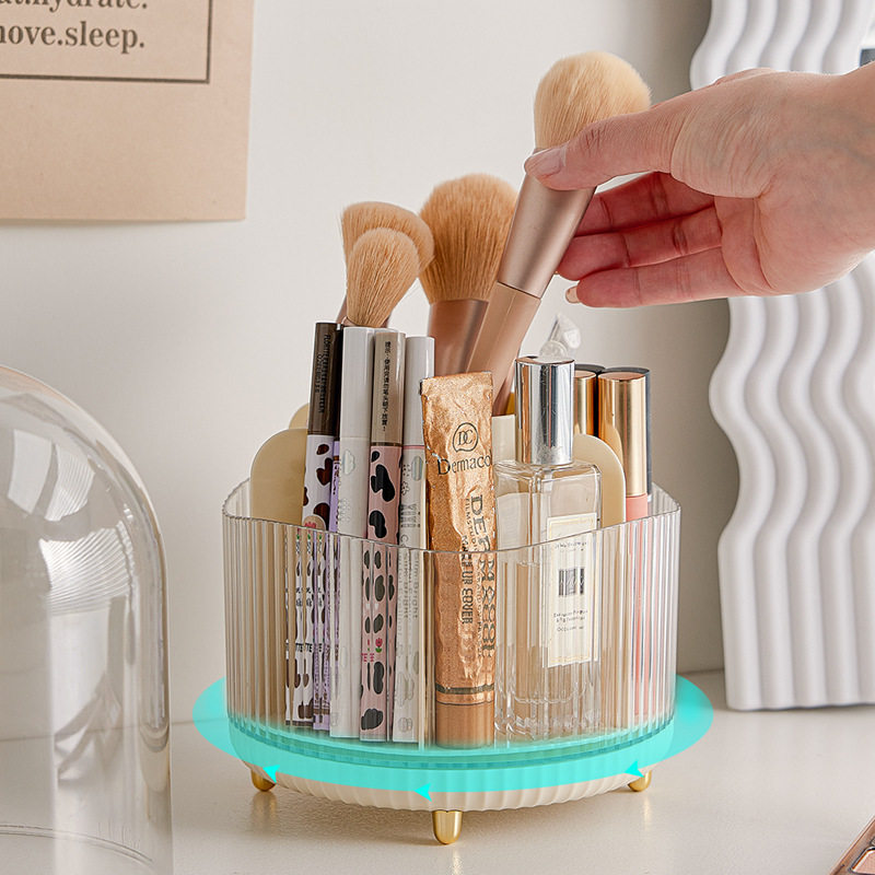 Cosmetics Storage Box Rotating Compartment Dust-Proof with Lid Skin Care Product Desktop Dressing Table Organizer Lipstick Storage Box