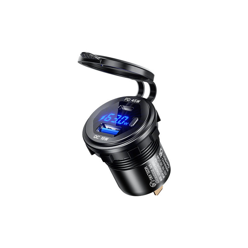 Kaiweig new modified USB car charger PD45W fast charging aluminum alloy car mobile phone charger