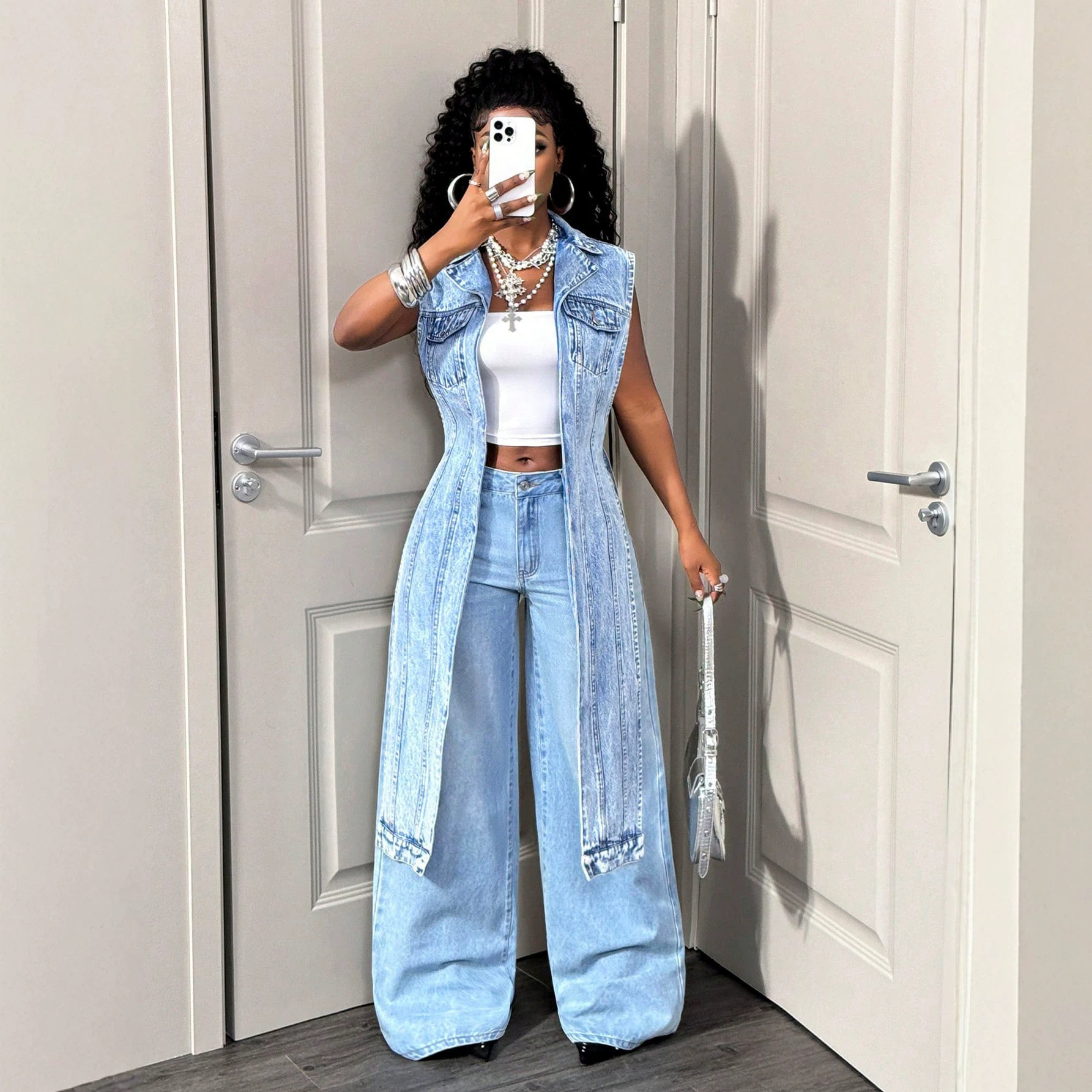 Casual Denim Dress Stylish Design Comfortable Fit Versatile for Outings Ready to Ship Low MOQ