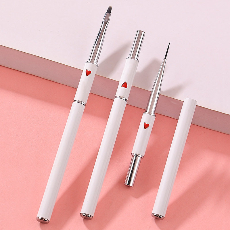 New Red Peach Heart Metal Pen Holder Manicure Brush Paint Pen Pull Line Pen Light Therapy Pen Carving Pen 12 Pack