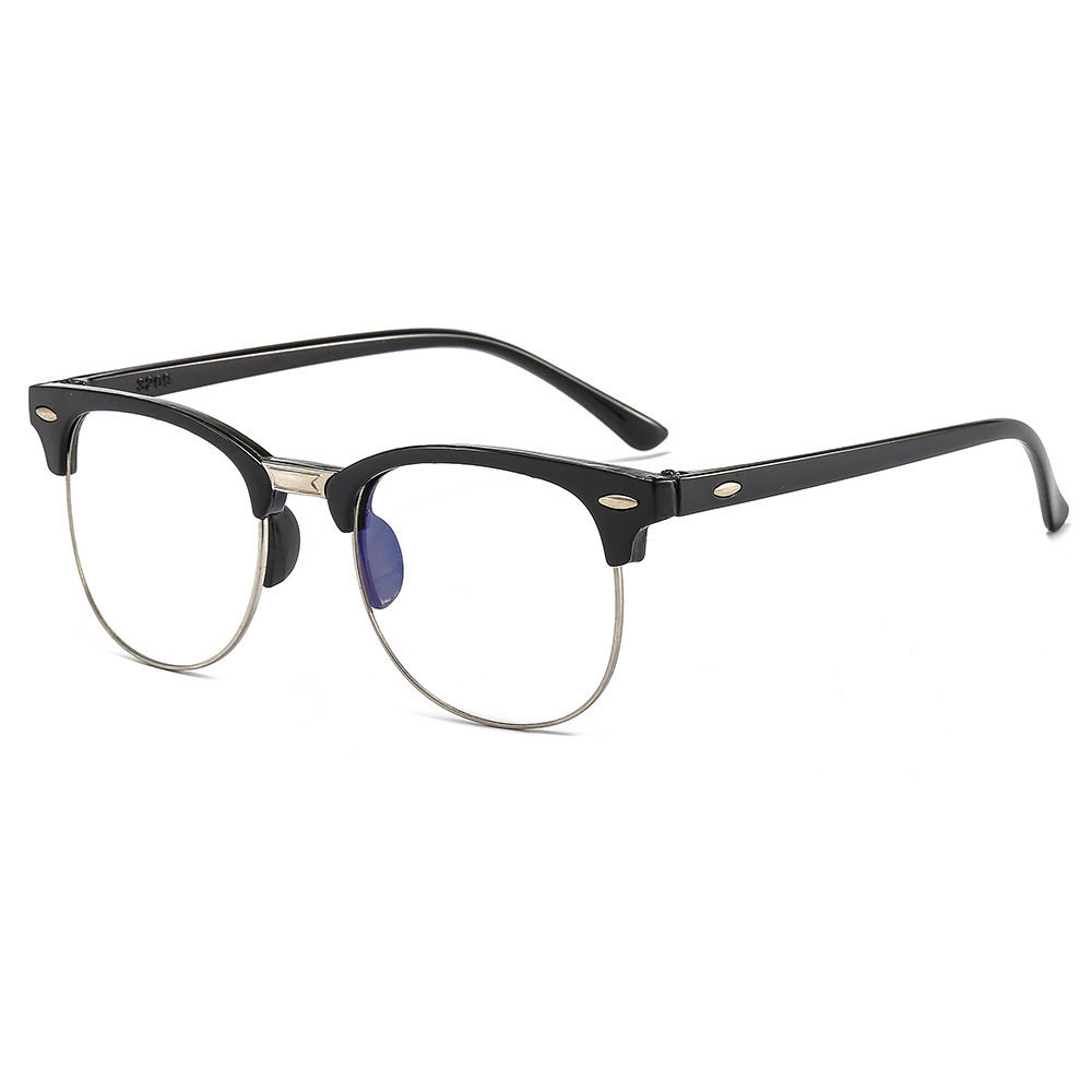 3016 Classic Sunglasses, Retro Rice Nail Half-Frame Sunglasses, Fashionable Color Film Reflective Glasses, Flat Glasses Wholesale