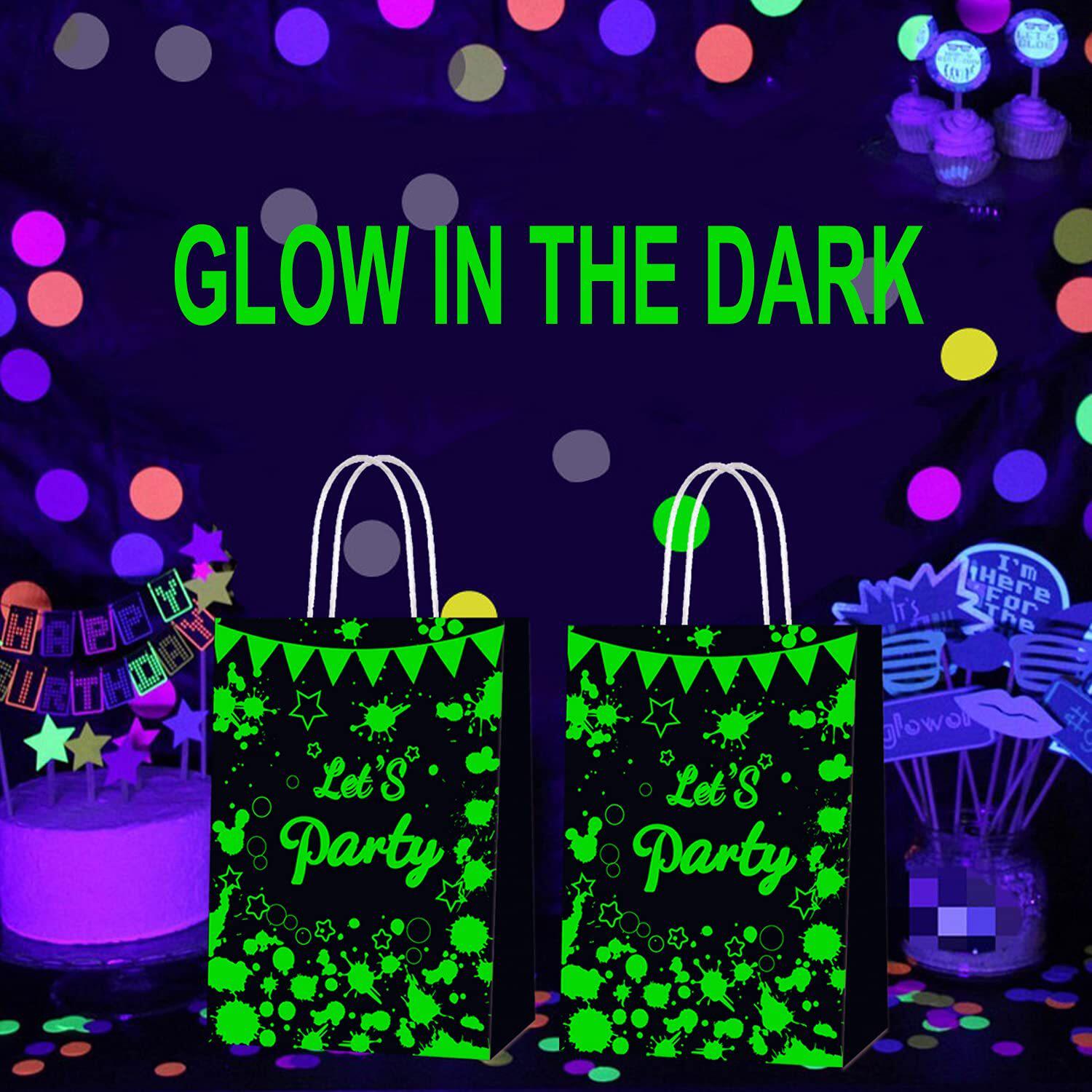 LET'S Theme Luminous Paper Bag Cross-border E-commerce Amazon Birthday Party Fluorescent Kraft Paper Bag Candy Bag