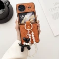 Little flower [orange] diamond buckle pearl dog