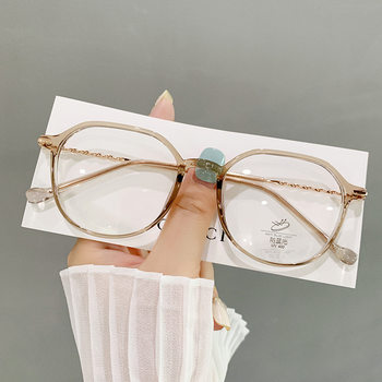 Glasses frame myopia women can be equipped with the degree of student art without makeup daily anti-blue light flat glasses Korean TR8374