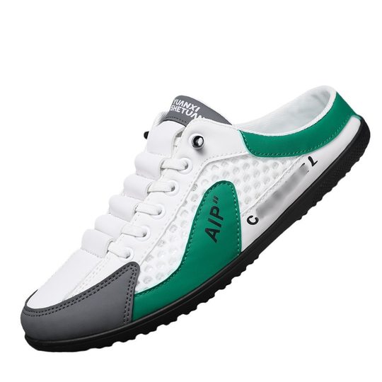 Hollow plus size Shoes Men's Summer Mesh Half Slippers Men's Slip-on Outdoor Lazy Shoes Breathable Peas Men's Shoes