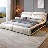 Multifunctional Italian-Style Light Luxury Genuine Leather Modern Simple Children's Bed Adjustable New Bedroom Storage Large Bed