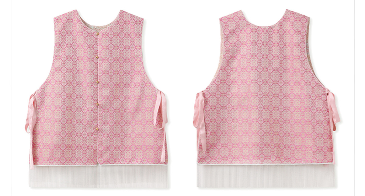 Áo vest nữ hai mặt đính cườm phối họa tiết hoa — Kết hợp màu [mặc hai mặt]