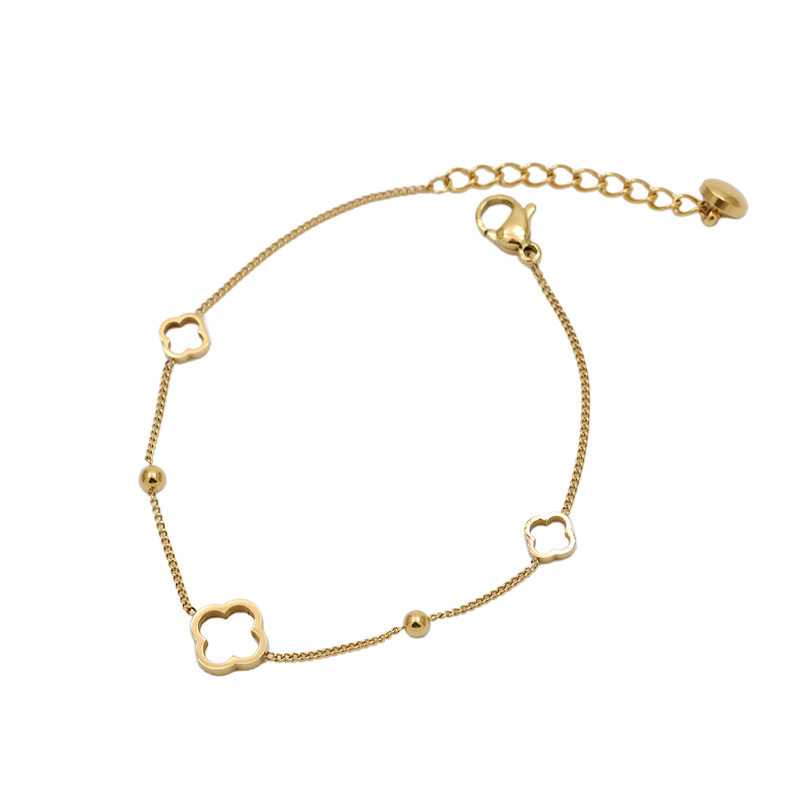 Light Luxury Simple Hollow Four-leaf Clover Titanium Steel Bracelet Girl Fashion Niche Design Exquisite New Arrival Bracelet Without Fading