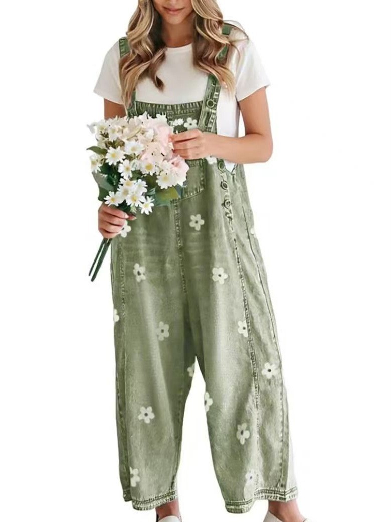 Womens Loose Fit Wide Leg Denim Overalls Fashionable Comfortable Summer Style Available for Wholesale