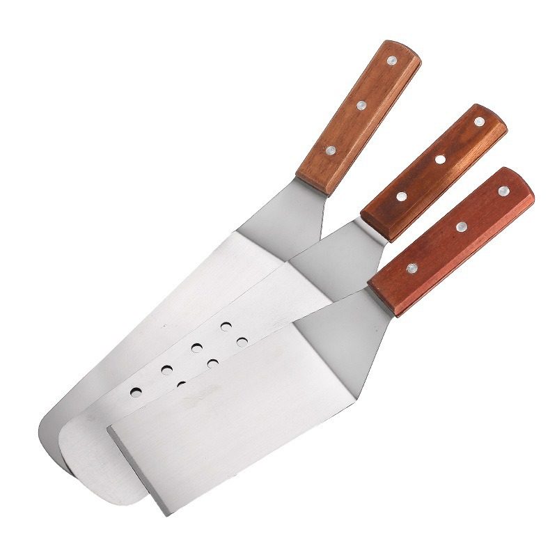 Factory In-Stock Wooden Handle Spatula Stainless Steel Spatula Cooking Spatula Steak Spatula Teppanyaki Spatula Barbecue Tool Set