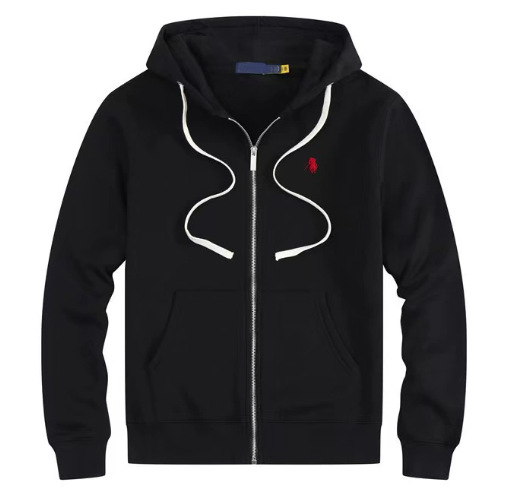 外贸爆款加绒小马秋冬RL连帽开衫纯色卫衣刺绣宽松大码保罗男装Po