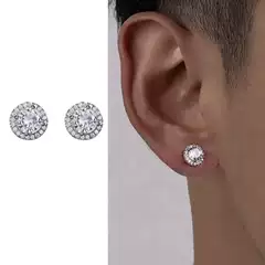High-End Full Diamond Earrings for Men - Trendy & Versatile American Minimalist Style Niche Luxury Design Men's Ear Jewelry