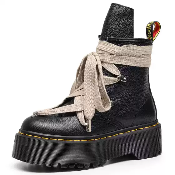 Audemars Pebbled High-Top Cross-Strap Motorcycle Boots for Women Personalized Short Boots Side Zipper Genuine Leather Boots Six-Pointed Star